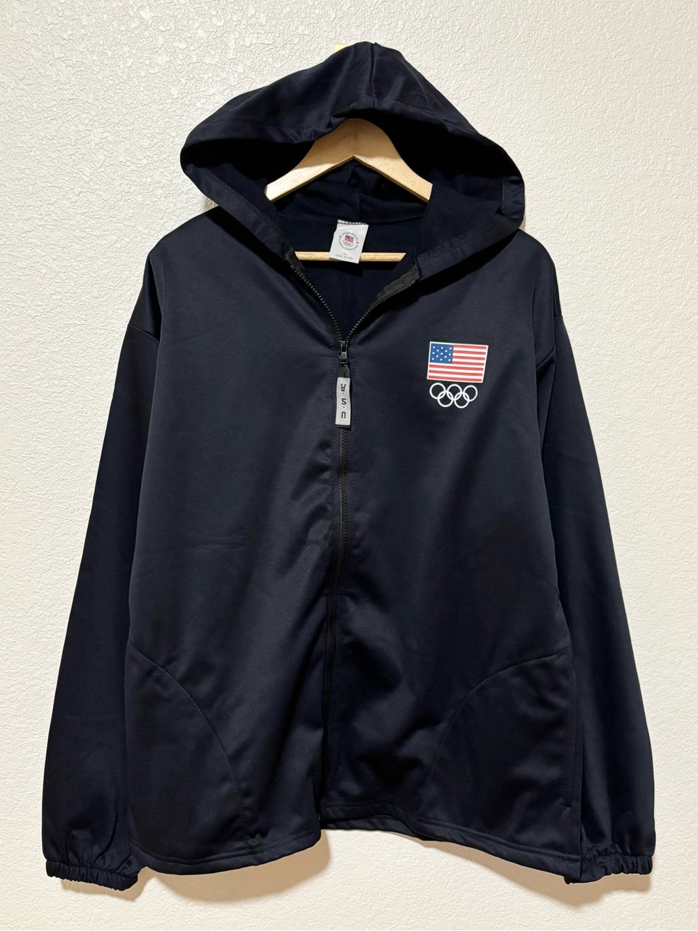 Vintage 90s US Olympic Committee Hooded Windbreaker XL Made USA